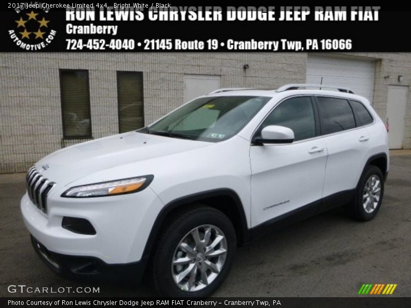 Bright White / Black 2017 Jeep Cherokee Limited 4x4