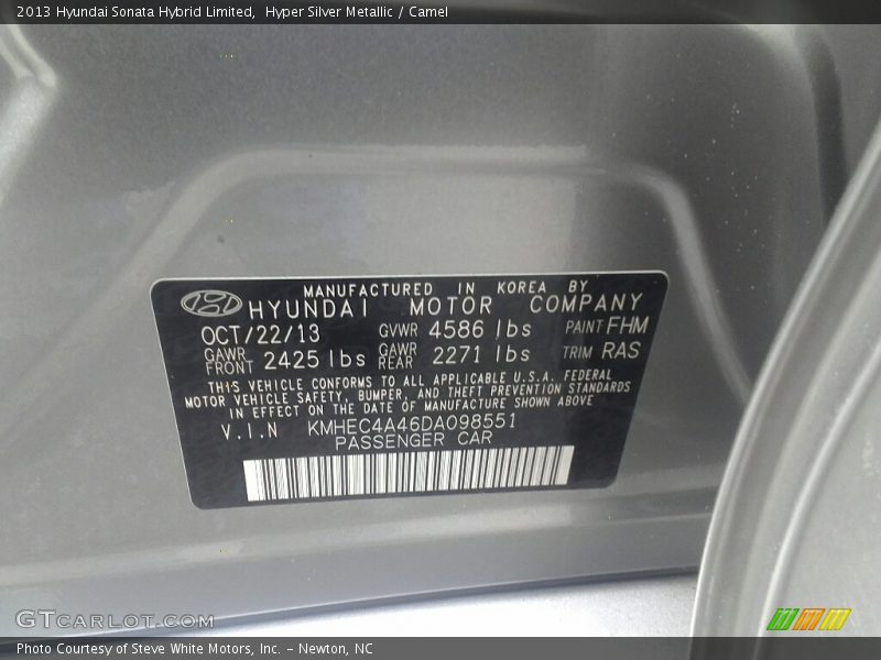 Hyper Silver Metallic / Camel 2013 Hyundai Sonata Hybrid Limited