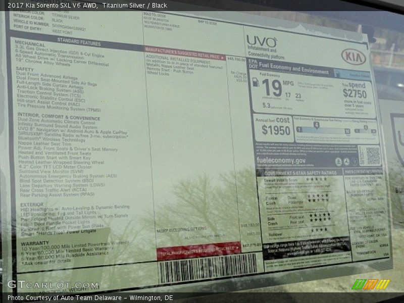 Titanium Silver / Black 2017 Kia Sorento SXL V6 AWD