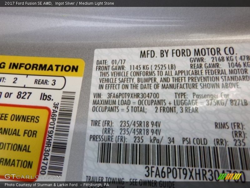 Ingot Silver / Medium Light Stone 2017 Ford Fusion SE AWD