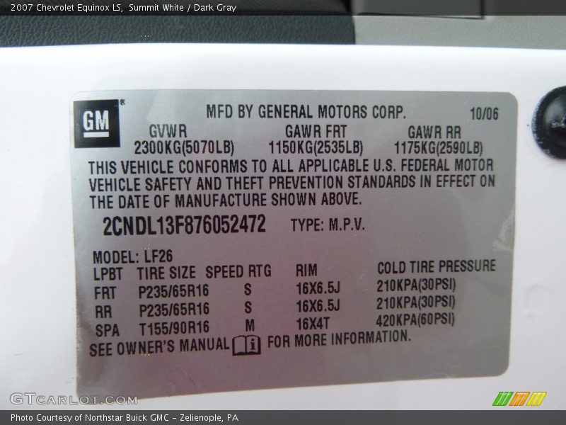 Summit White / Dark Gray 2007 Chevrolet Equinox LS