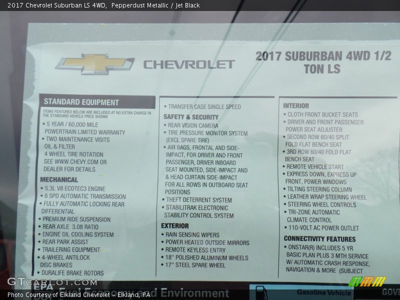 Pepperdust Metallic / Jet Black 2017 Chevrolet Suburban LS 4WD