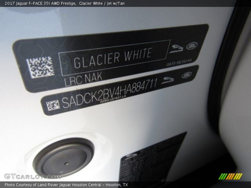 Glacier White / Jet w/Tan 2017 Jaguar F-PACE 35t AWD Prestige