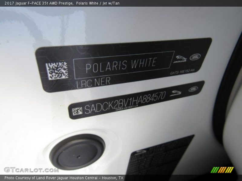 Polaris White / Jet w/Tan 2017 Jaguar F-PACE 35t AWD Prestige