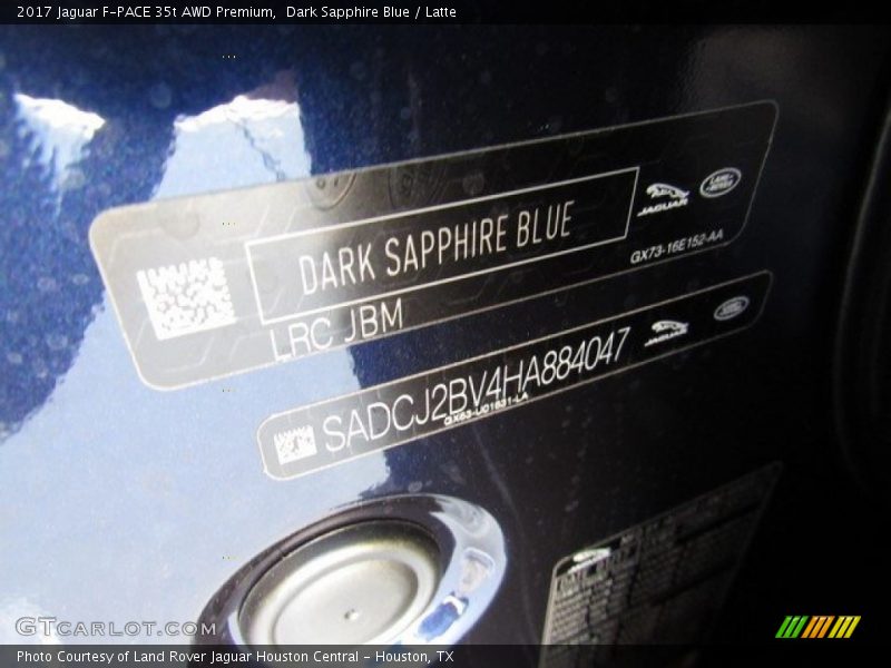 Dark Sapphire Blue / Latte 2017 Jaguar F-PACE 35t AWD Premium