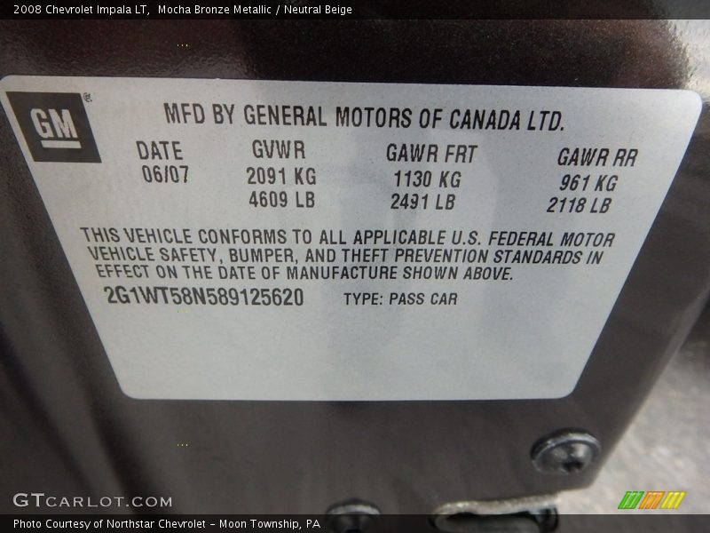 Mocha Bronze Metallic / Neutral Beige 2008 Chevrolet Impala LT