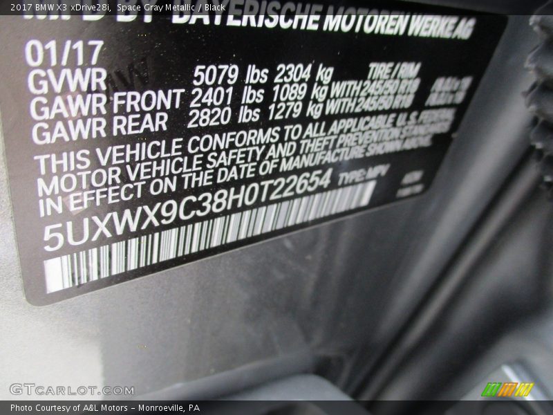 Space Gray Metallic / Black 2017 BMW X3 xDrive28i