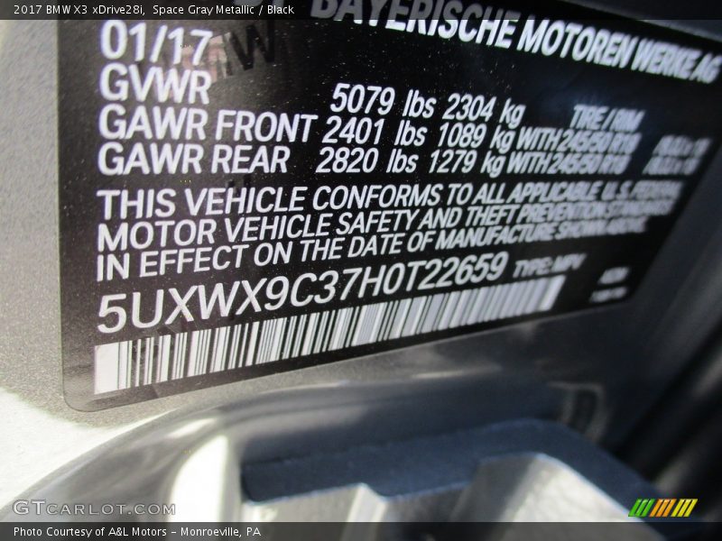 Space Gray Metallic / Black 2017 BMW X3 xDrive28i