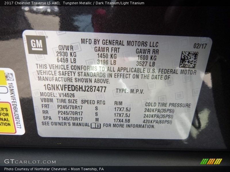 Tungsten Metallic / Dark Titanium/Light Titanium 2017 Chevrolet Traverse LS AWD