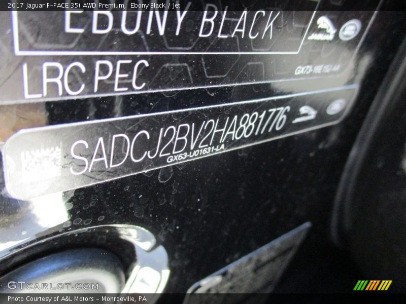 Ebony Black / Jet 2017 Jaguar F-PACE 35t AWD Premium