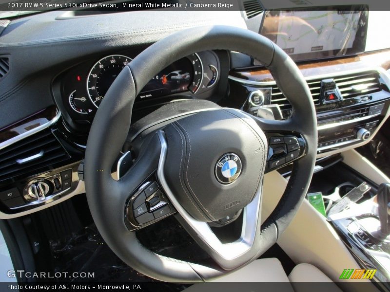 Mineral White Metallic / Canberra Beige 2017 BMW 5 Series 530i xDrive Sedan