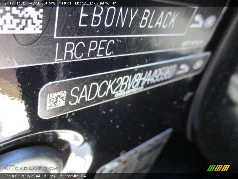 Ebony Black / Jet w/Tan 2017 Jaguar F-PACE 35t AWD Prestige