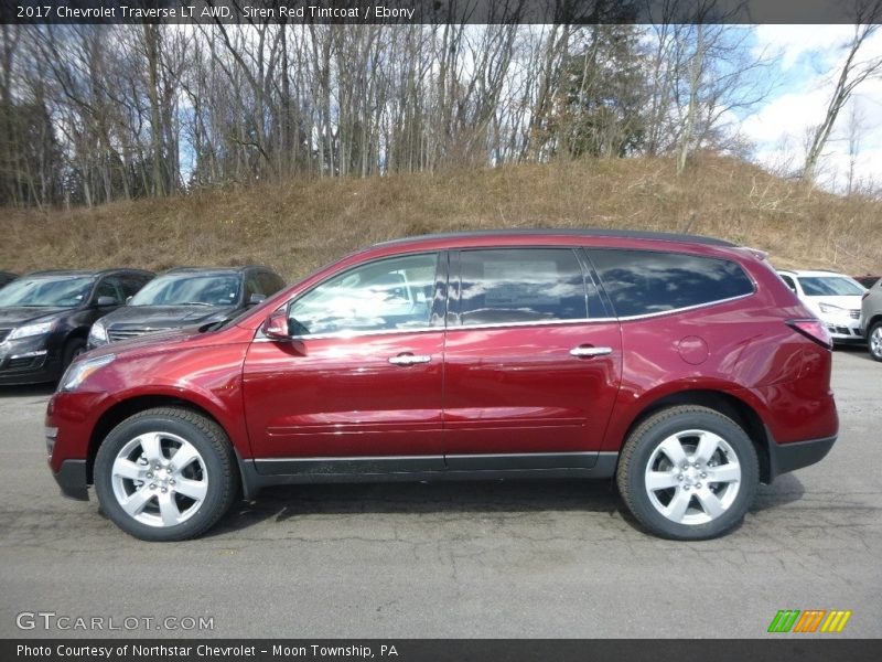 Siren Red Tintcoat / Ebony 2017 Chevrolet Traverse LT AWD