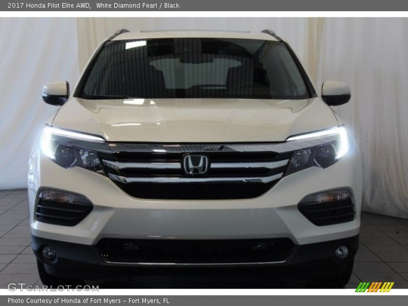 White Diamond Pearl / Black 2017 Honda Pilot Elite AWD
