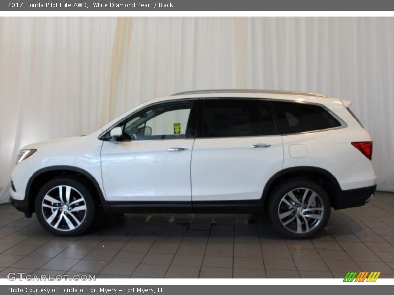 White Diamond Pearl / Black 2017 Honda Pilot Elite AWD