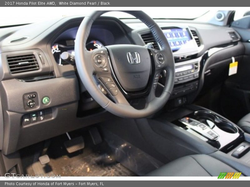 White Diamond Pearl / Black 2017 Honda Pilot Elite AWD
