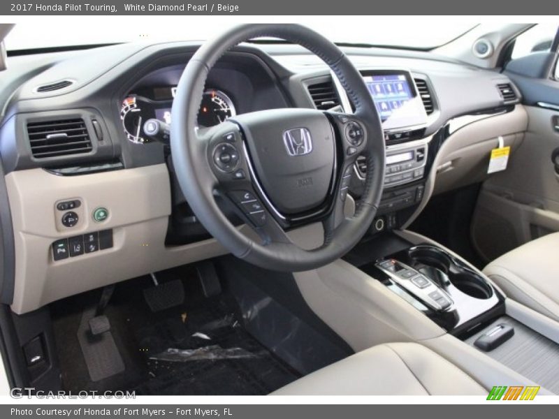 White Diamond Pearl / Beige 2017 Honda Pilot Touring