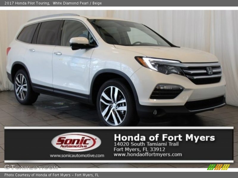 White Diamond Pearl / Beige 2017 Honda Pilot Touring
