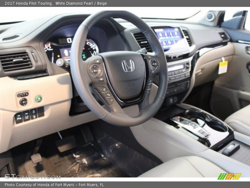 White Diamond Pearl / Beige 2017 Honda Pilot Touring