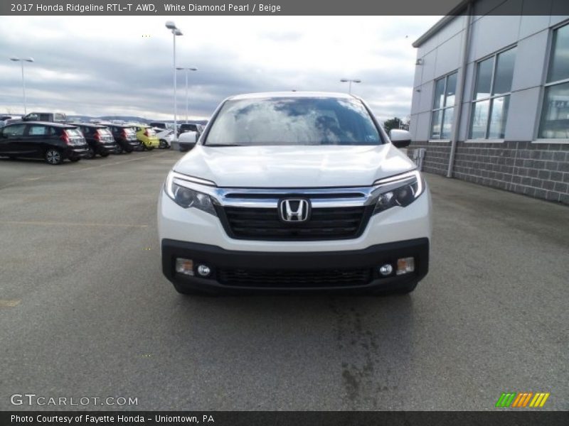 White Diamond Pearl / Beige 2017 Honda Ridgeline RTL-T AWD