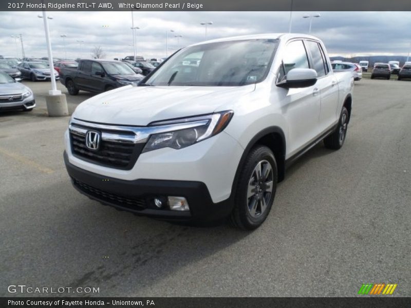 White Diamond Pearl / Beige 2017 Honda Ridgeline RTL-T AWD