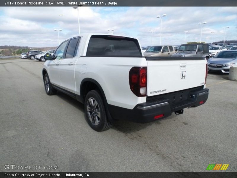 White Diamond Pearl / Beige 2017 Honda Ridgeline RTL-T AWD