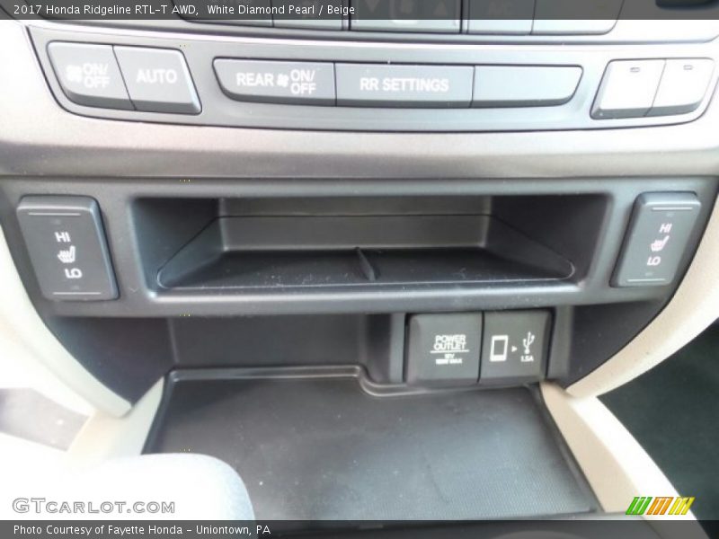 White Diamond Pearl / Beige 2017 Honda Ridgeline RTL-T AWD