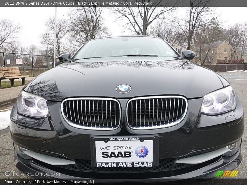 Black Sapphire Metallic / Coral Red/Black 2012 BMW 3 Series 335i xDrive Coupe