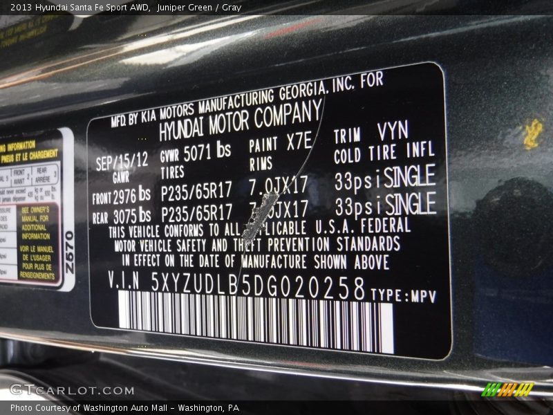 Juniper Green / Gray 2013 Hyundai Santa Fe Sport AWD