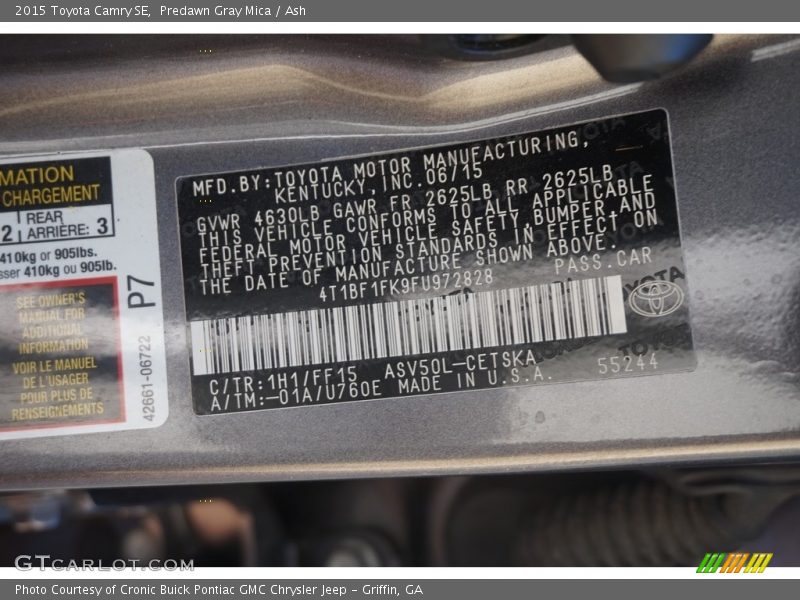 Predawn Gray Mica / Ash 2015 Toyota Camry SE