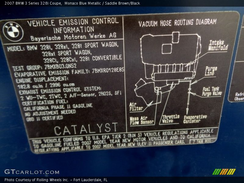 Monaco Blue Metallic / Saddle Brown/Black 2007 BMW 3 Series 328i Coupe