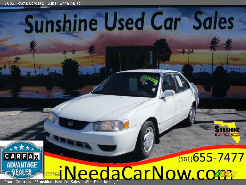 Super White / Black 2002 Toyota Corolla S