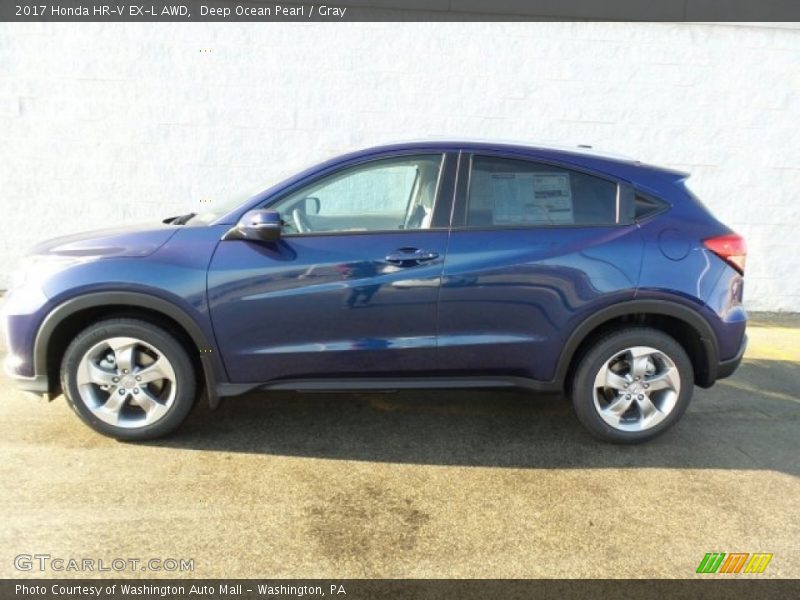 Deep Ocean Pearl / Gray 2017 Honda HR-V EX-L AWD