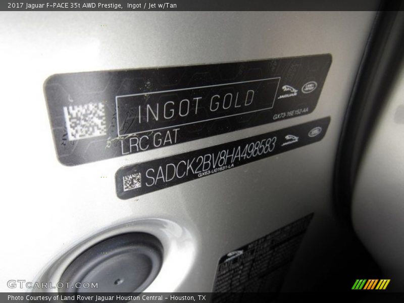 Ingot / Jet w/Tan 2017 Jaguar F-PACE 35t AWD Prestige
