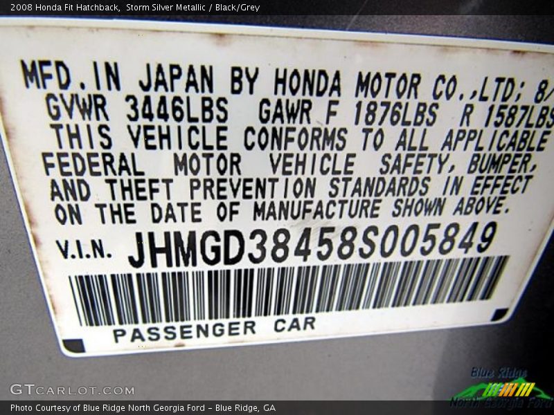 Storm Silver Metallic / Black/Grey 2008 Honda Fit Hatchback