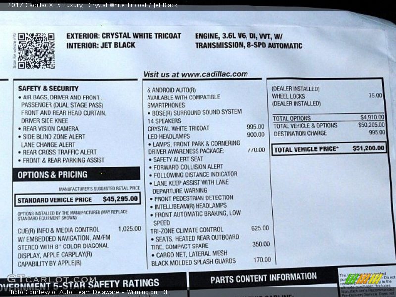 Crystal White Tricoat / Jet Black 2017 Cadillac XT5 Luxury