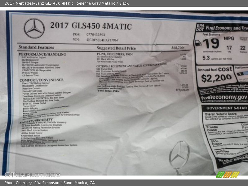 Selenite Grey Metallic / Black 2017 Mercedes-Benz GLS 450 4Matic