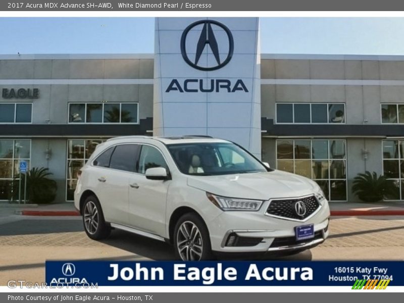 White Diamond Pearl / Espresso 2017 Acura MDX Advance SH-AWD