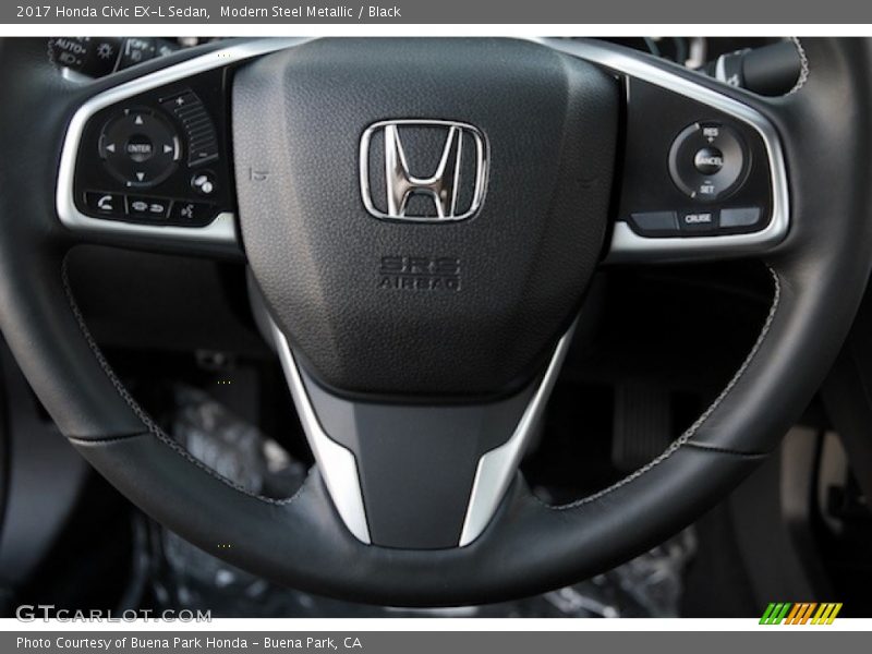 Modern Steel Metallic / Black 2017 Honda Civic EX-L Sedan
