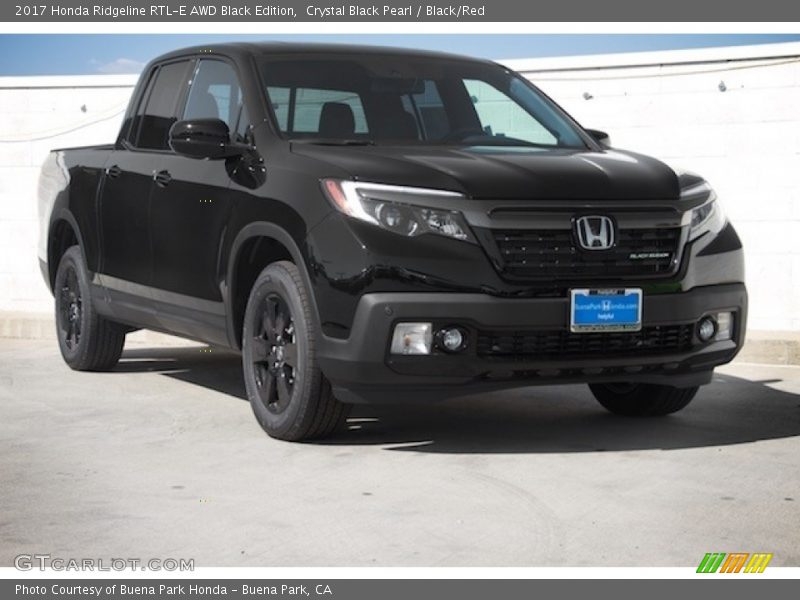 Crystal Black Pearl / Black/Red 2017 Honda Ridgeline RTL-E AWD Black Edition
