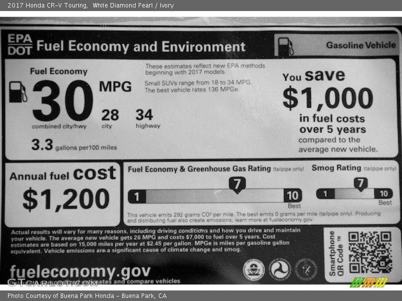 White Diamond Pearl / Ivory 2017 Honda CR-V Touring