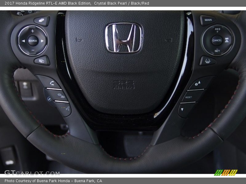 Crystal Black Pearl / Black/Red 2017 Honda Ridgeline RTL-E AWD Black Edition