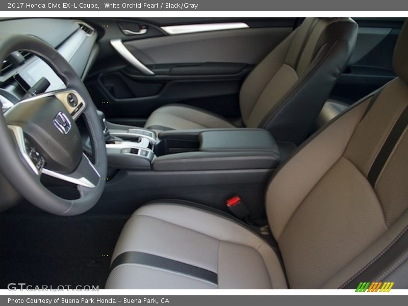 White Orchid Pearl / Black/Gray 2017 Honda Civic EX-L Coupe