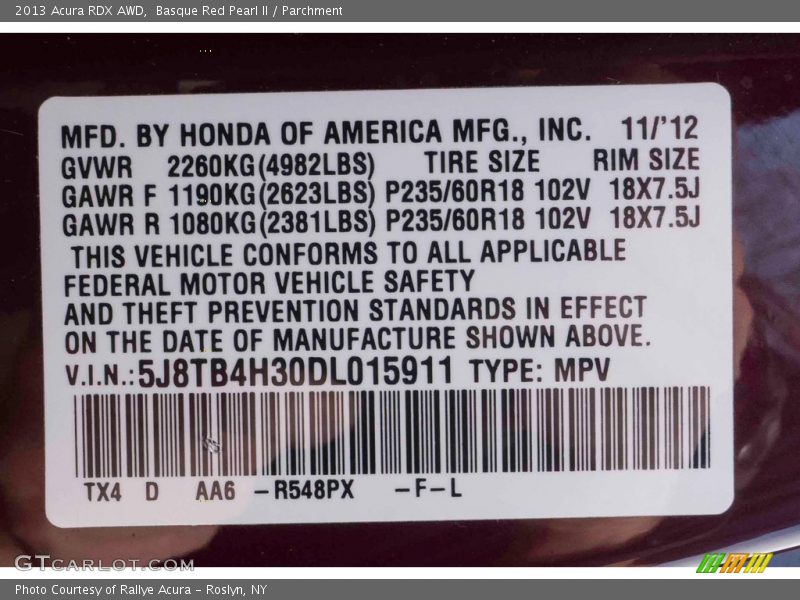 Basque Red Pearl II / Parchment 2013 Acura RDX AWD