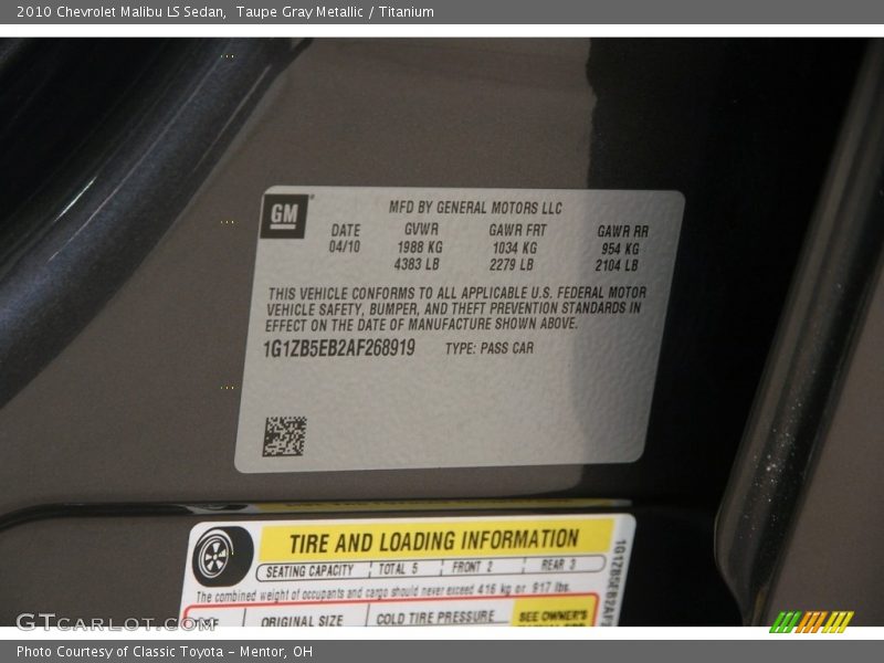 Taupe Gray Metallic / Titanium 2010 Chevrolet Malibu LS Sedan