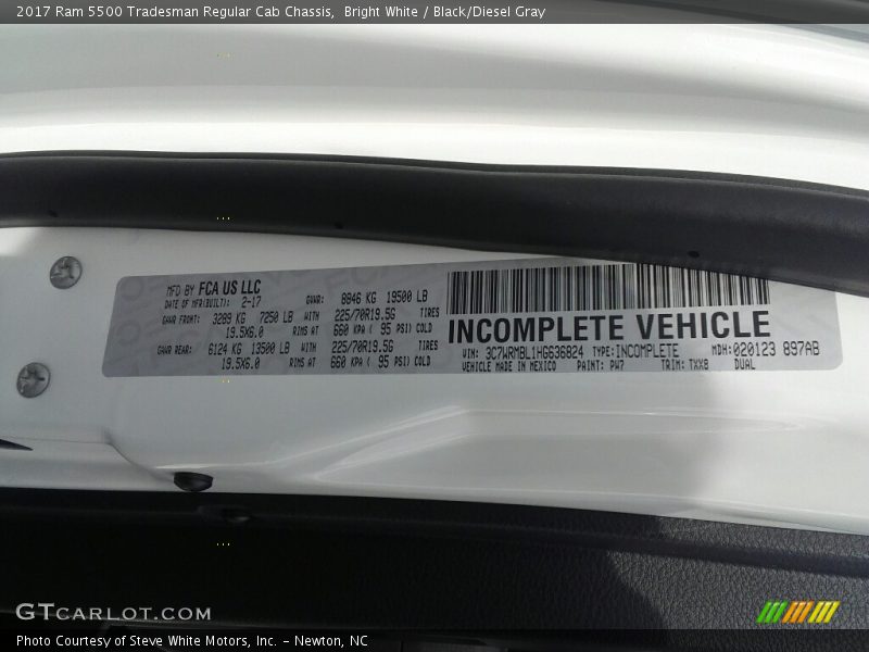 Bright White / Black/Diesel Gray 2017 Ram 5500 Tradesman Regular Cab Chassis