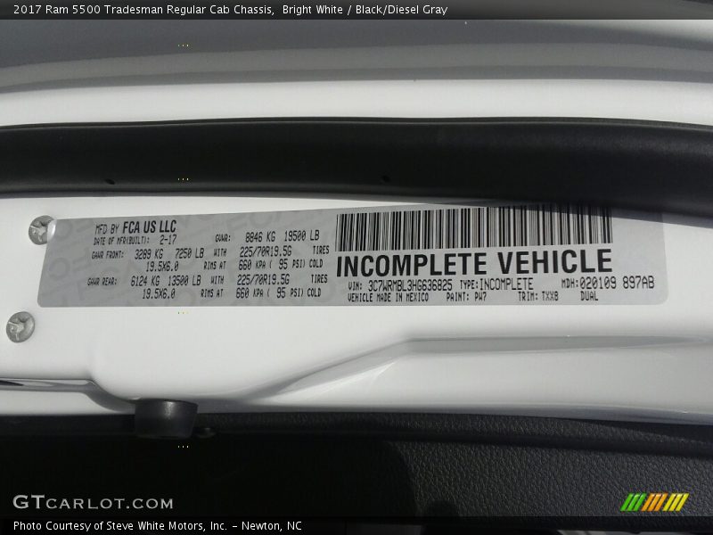 Bright White / Black/Diesel Gray 2017 Ram 5500 Tradesman Regular Cab Chassis