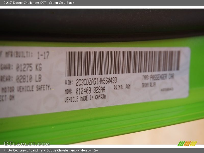 Green Go / Black 2017 Dodge Challenger SXT