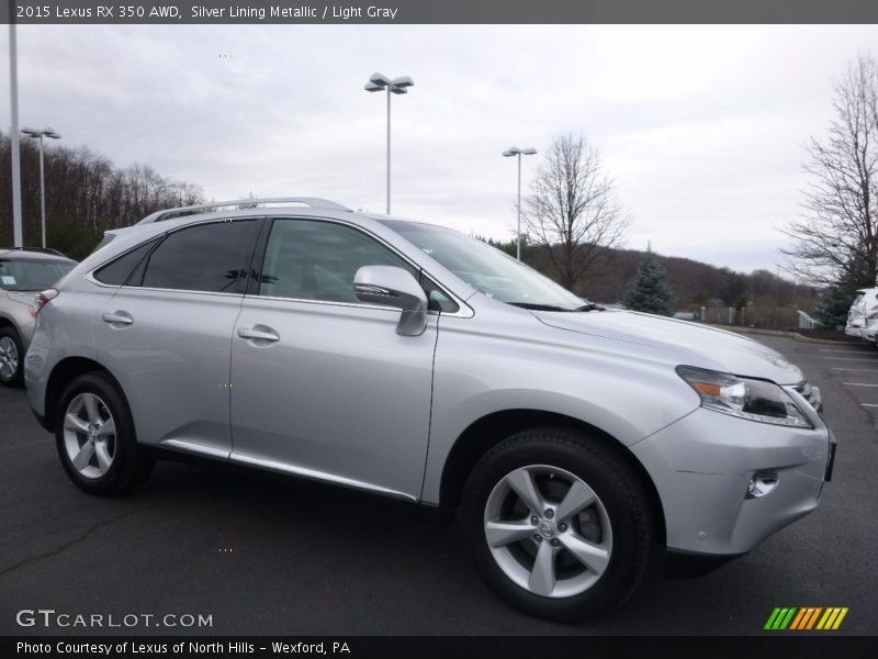 Silver Lining Metallic / Light Gray 2015 Lexus RX 350 AWD