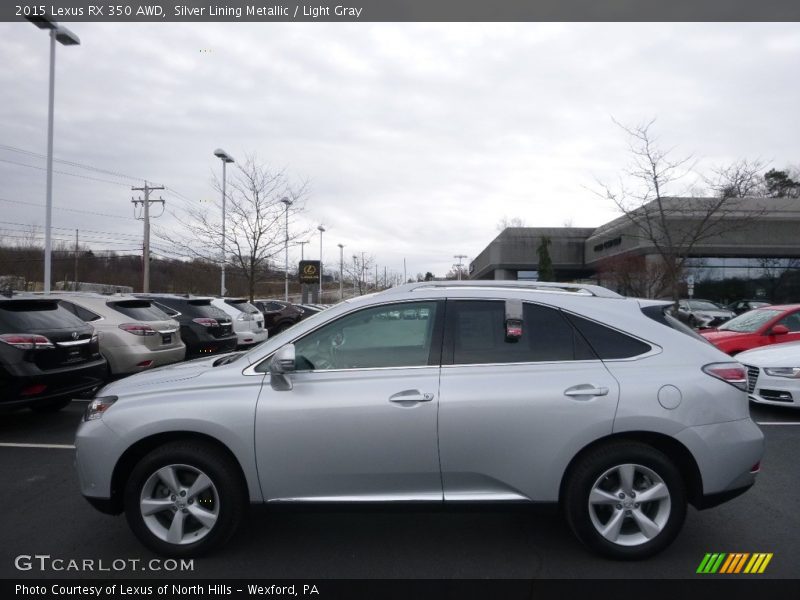Silver Lining Metallic / Light Gray 2015 Lexus RX 350 AWD